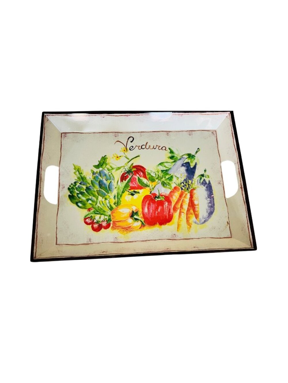 Large Rectangular Melamine/Ceramic Serving Platter – Colorful Vegetable Art
